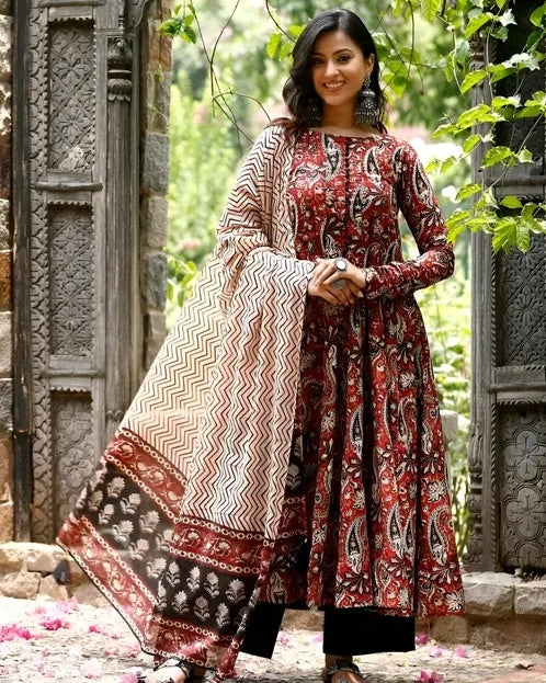 Rayon Anarkali Kurti Set - Front View